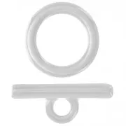 Fermoir en T pour bracelet ou collier - 19 mm - Plaqué argent x1