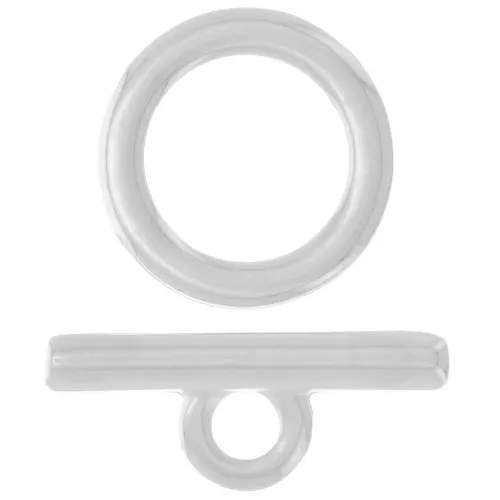 Fermoir en T pour bracelet ou collier - 19 mm - Plaqué argent x1