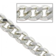 Chaîne en aluminium maille gourmette  9x13 mm rhodié x1m|raw }}