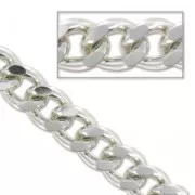 Chaîne en aluminium maille gourmette 9x13 mm rhodié x1m