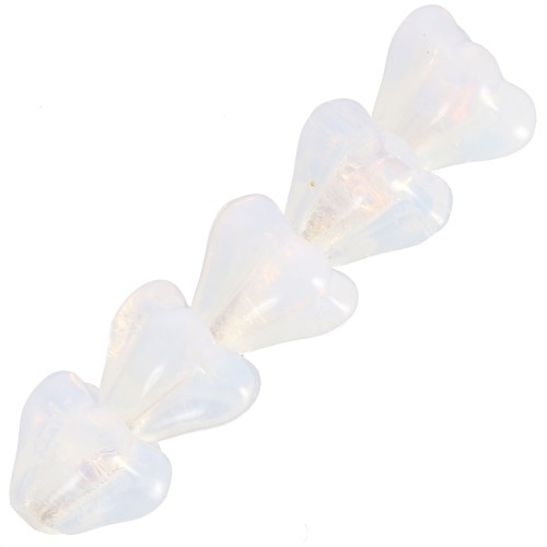 Perles fleurs cloches en verre 5x6 mm - White Opal x10