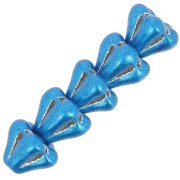 Perles fleurs cloches en verre 5x6 mm -  Crystal Metallic blue x10|raw }}