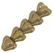 Perles fleurs cloches en verre 5x6 mm - Crystal Metallic bronze x10