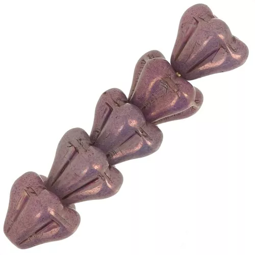 Perles fleurs cloches en verre 5x6 mm - Opaque Luster Amethyst x10