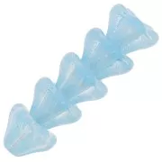 Perles fleurs cloches en verre 6x8 mm -  Light Sapphire x10