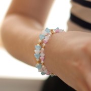 Perles fleurs cloches en verre 6x8 mm - Crystal Rose x10