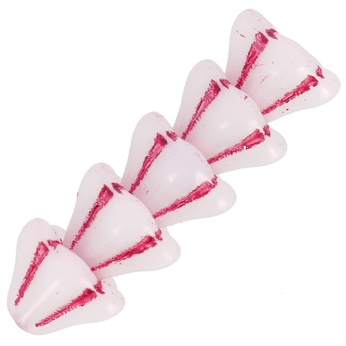 Perles fleurs cloches en verre 6x8 mm - White Opal Red x10