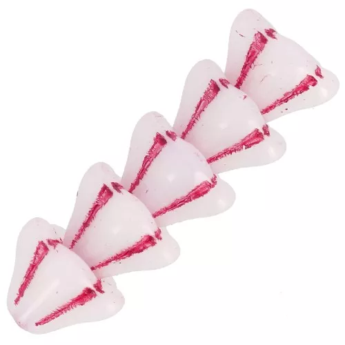 Perles fleurs cloches en verre 6x8 mm - White Opal Red x10