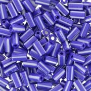 Perles tubes rayées - Preciosa Ornela Rola - 7x3.5 mm Bleu - Blanc x5g