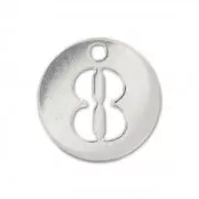 Breloque ronde chiffre 8 - 8.5 mm en Argent 925 x1