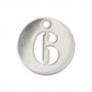 Breloque ronde chiffre 6 - 8.5 mm en Argent 925 x1