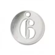 Breloque ronde chiffre 6 - 8.5 mm en Argent 925 x1