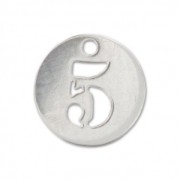 Breloque ronde chiffre 5 - 8.5 mm en Argent 925 x1|raw }}