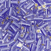 Perles tubes rayées - Preciosa Ornela Rola 7x3.5 mm Crystal silver lined Bleu x5g|raw }}