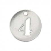 Breloque ronde chiffre 4 - 8.5 mm en Argent 925 x1|raw }}