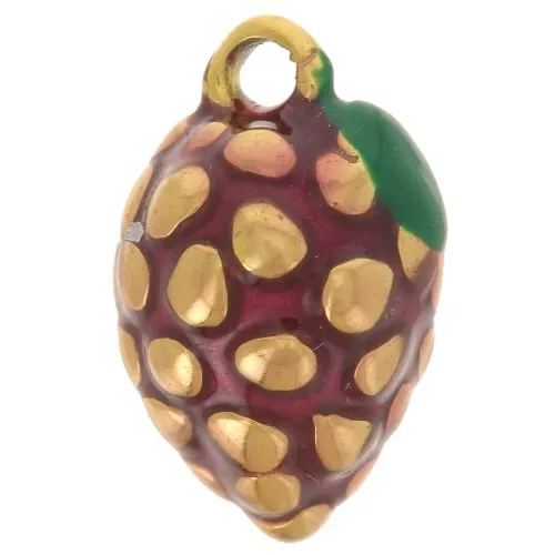 Breloque grappe de raisin 13x8mm Resine époxy Acier inoxydable 316L Doré Violet x1