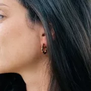 Créoles rondes avec fil grain de riz - 20 mm - Acier inoxydable 316L Doré x2