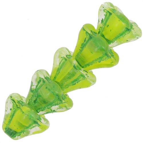 Perles fleurs cloches en verre 6x8 mm - Crystal Yellow Lime Green x10