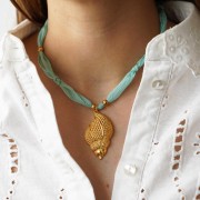 Ruban de soie 25 mm - Turquoise x85cm