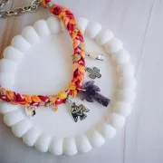 Ruban de soie 25 mm - Tie and dye - Ecru/Crème - Blanc x85cm