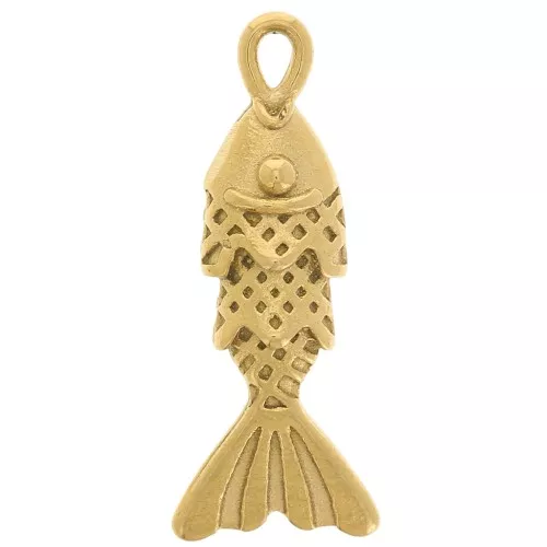 Breloque poisson 23x9 mm - Acier inoxydable 316L - Doré x1