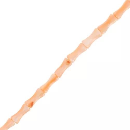 Perles tube de bambou en nacre teintée 8x4 mm Peach x38cm