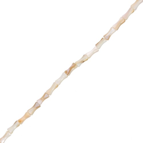 Perles tube de bambou en nacre teintée 8x4 mm Sable x37 cm