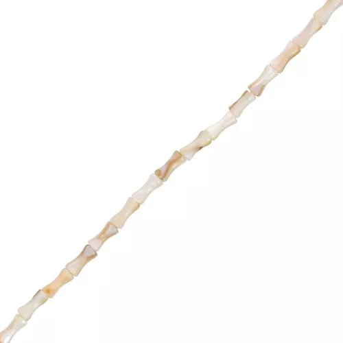 Perles tube de bambou en nacre teintée 8x4 mm Sable x37 cm