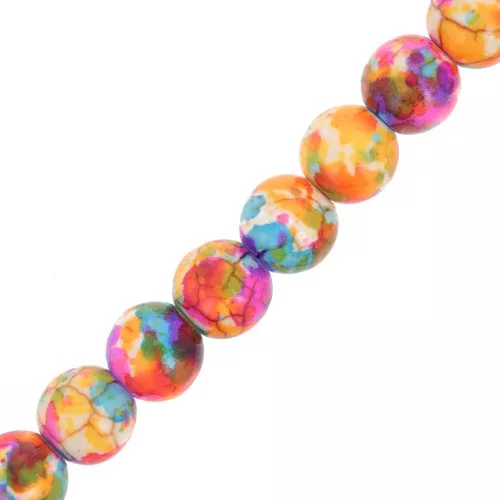 Perles rondes 8 mm - imitation pierre gemme teintée - Turquoise - Multicolore x5
