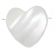 Perle coeur 10 mm en nacre - trou horizontal - Naturel x1