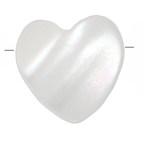 Perle coeur 10 mm en nacre - trou horizontal - Naturel x1