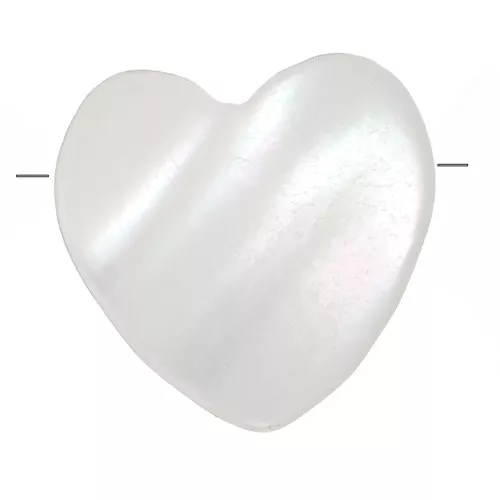 Perle coeur 10 mm en nacre - trou horizontal - Naturel x1