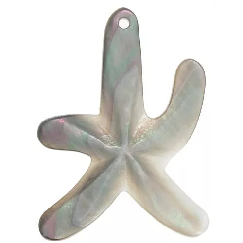 Pendentif étoile de mer en nacre 39x28 Gris irisé x1