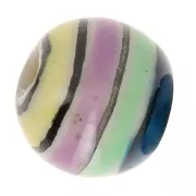 Perles rondes rayées en céramique 8 mm Vert - Bleu - Violet - Jaune x4