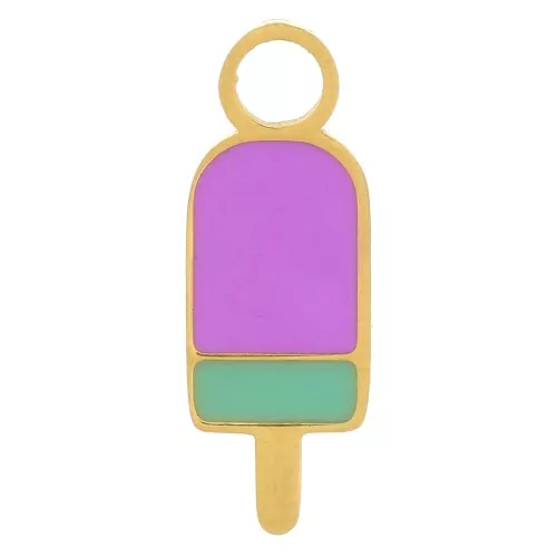 Breloque glace 14x5 mm Resine époxy - Acier inoxydable 316L - Doré - Violet x1