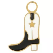 Breloque Santiag botte cowboy 15x9mm résine époxy Acier inox 316L Doré Blanc Noir