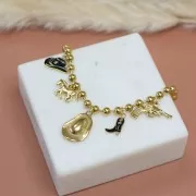 Breloque Santiag botte cowboy 15x9mm résine époxy Acier inox 316L Doré Blanc Noir