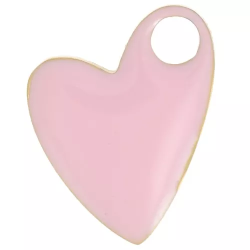 Breloque coeur 12x9 mm - Acier inoxydable 316L Doré - Rose clair x1