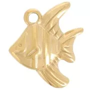 Breloque poisson 16x14 mm - Acier inoxydable 304L - Doré x1