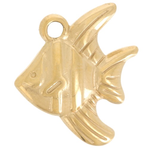 Breloque poisson 16x14 mm - Acier inoxydable 304L - Doré x1
