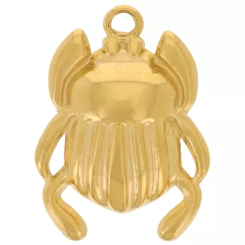 Pendentif scarabée 18x13 mm - Acier inoxydable 304L Doré x1