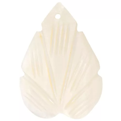 Pendentifs feuilles incurvées 40x29 mm en Nacre - Naturel x2