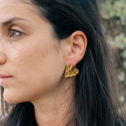 Boucles d'oreilles coeur martelé 24x22 mm - Acier inoxydable 304L Doré x2