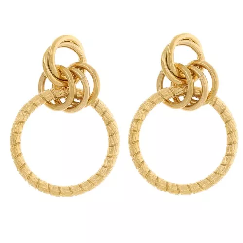 Boucles d'oreilles pendantes multi-cercles 41x28 mm Acier inoxydable 304L Doré x2