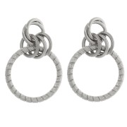 Boucles d'oreilles pendantes multi-cercles 41x28 mm Acier inoxydable 304L x2