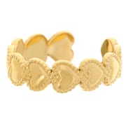 Bague réglable T50 à T57 motif coeur - Acier inoxydable 304L Doré x1|raw }}