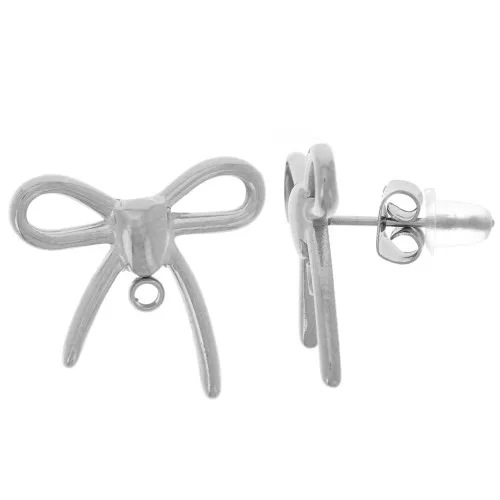 Clous d'oreilles noeuds - 16x17 mm - Acier inoxydable 304L x2