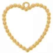 Pendentifs coeurs évidés avec petites boule 24x23 mm Acier inoxydable 304L Doré x2