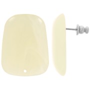 Clous d'oreilles trapèze en résine translucide 28x22 mm - Marbré Ivoire x2