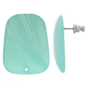 Clous d'oreilles trapèze en résine translucide 28x22 mm - Marbré Bleu caraïbe x2